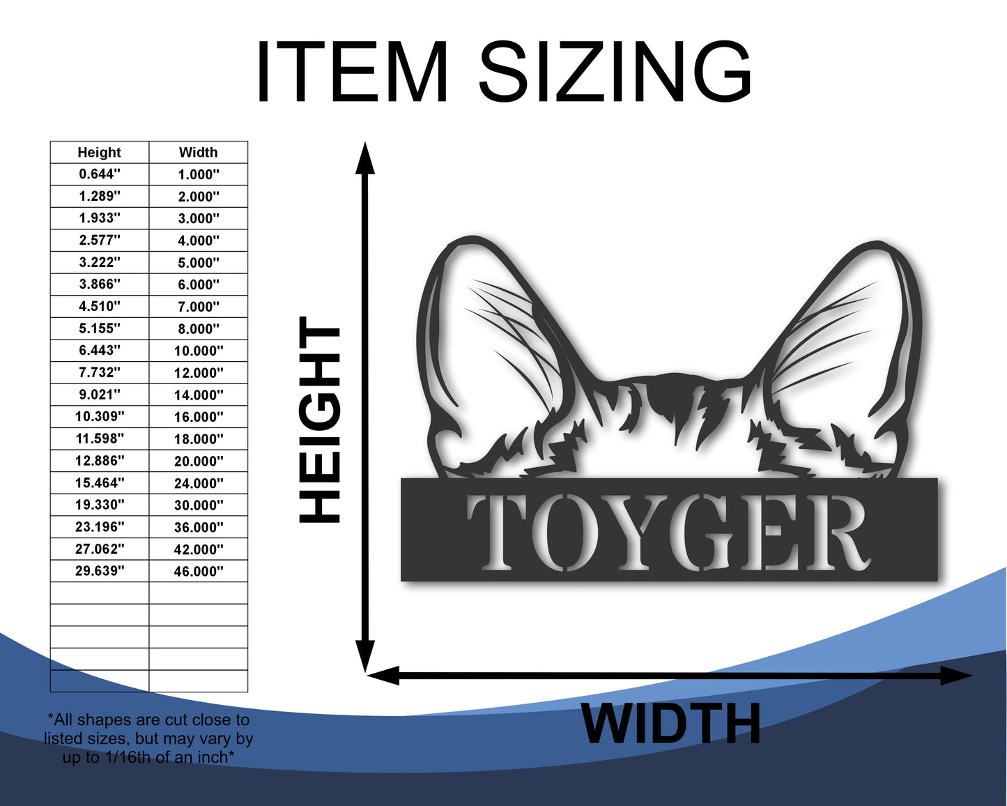 Custom Metal Toyger Cat Wall Art - Metal Cat Breed Sign - 20+ Color Options - Up to 46"