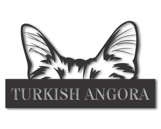 Custom Metal Turkish Angora Cat Wall Art - Metal Cat Breed Sign - 20+ Color Options - Up to 46"