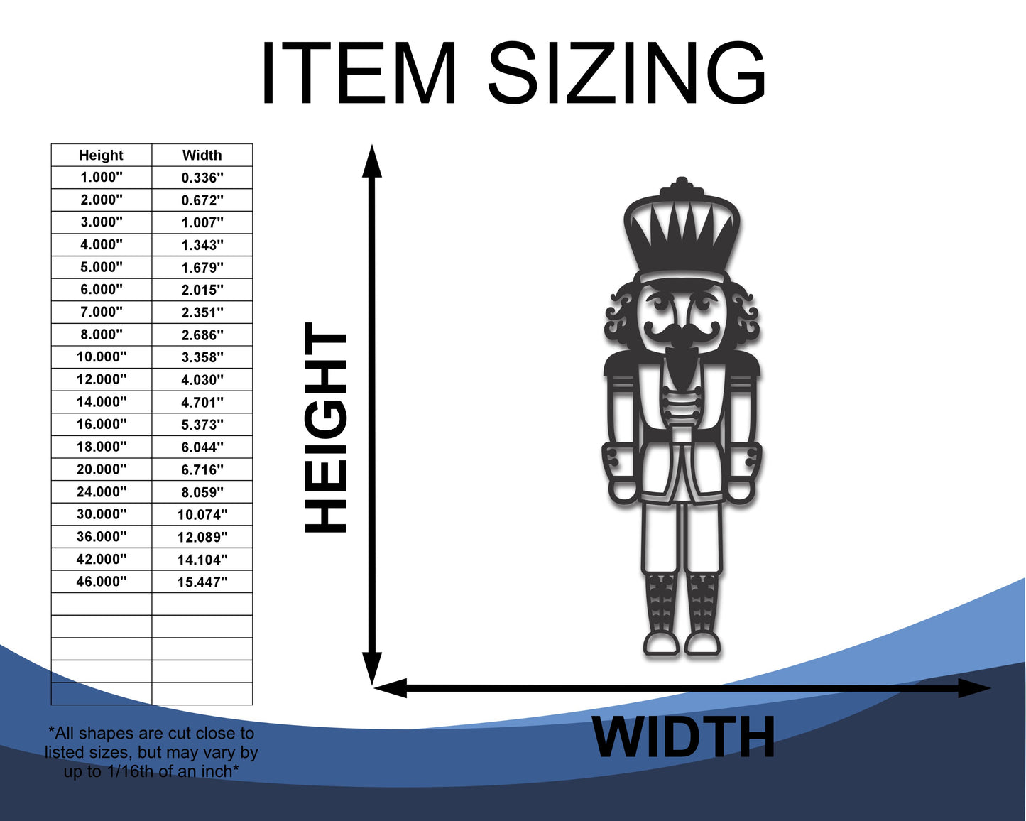 Custom Metal Nutcracker Wall Art | Indoor Outdoor | Up to 46" | 20+ Color Options