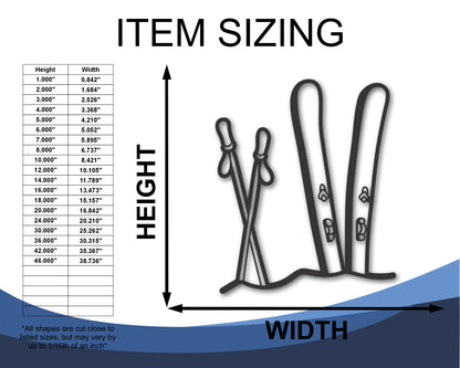 Custom Metal Ski Accessories Wall Art | Indoor Outdoor | Up to 46" | 20+ Color Options