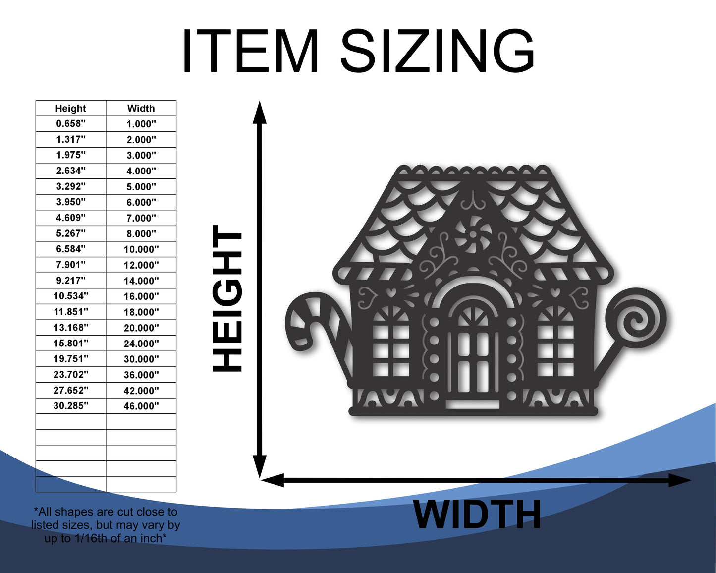 Custom Metal Gingerbread House Wall Art | Indoor Outdoor | Up to 46" | 20+ Color Options