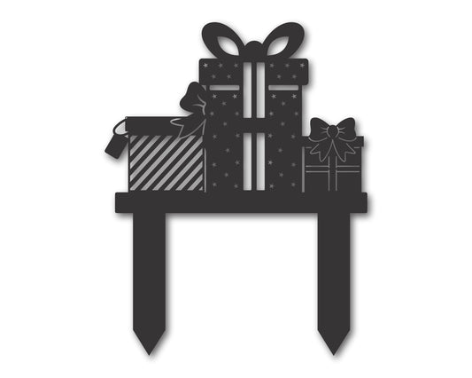 Custom Metal Christmas Presents Yard Stake |Outdoor | Up to 46" | 20+ Color Options
