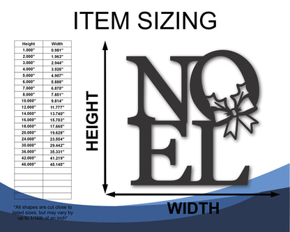 Custom Metal Noel Wall Art | Indoor Outdoor | Up to 46" | 20+ Color Options