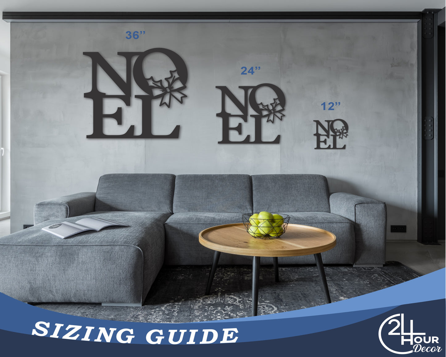 Custom Metal Noel Wall Art | Indoor Outdoor | Up to 46" | 20+ Color Options