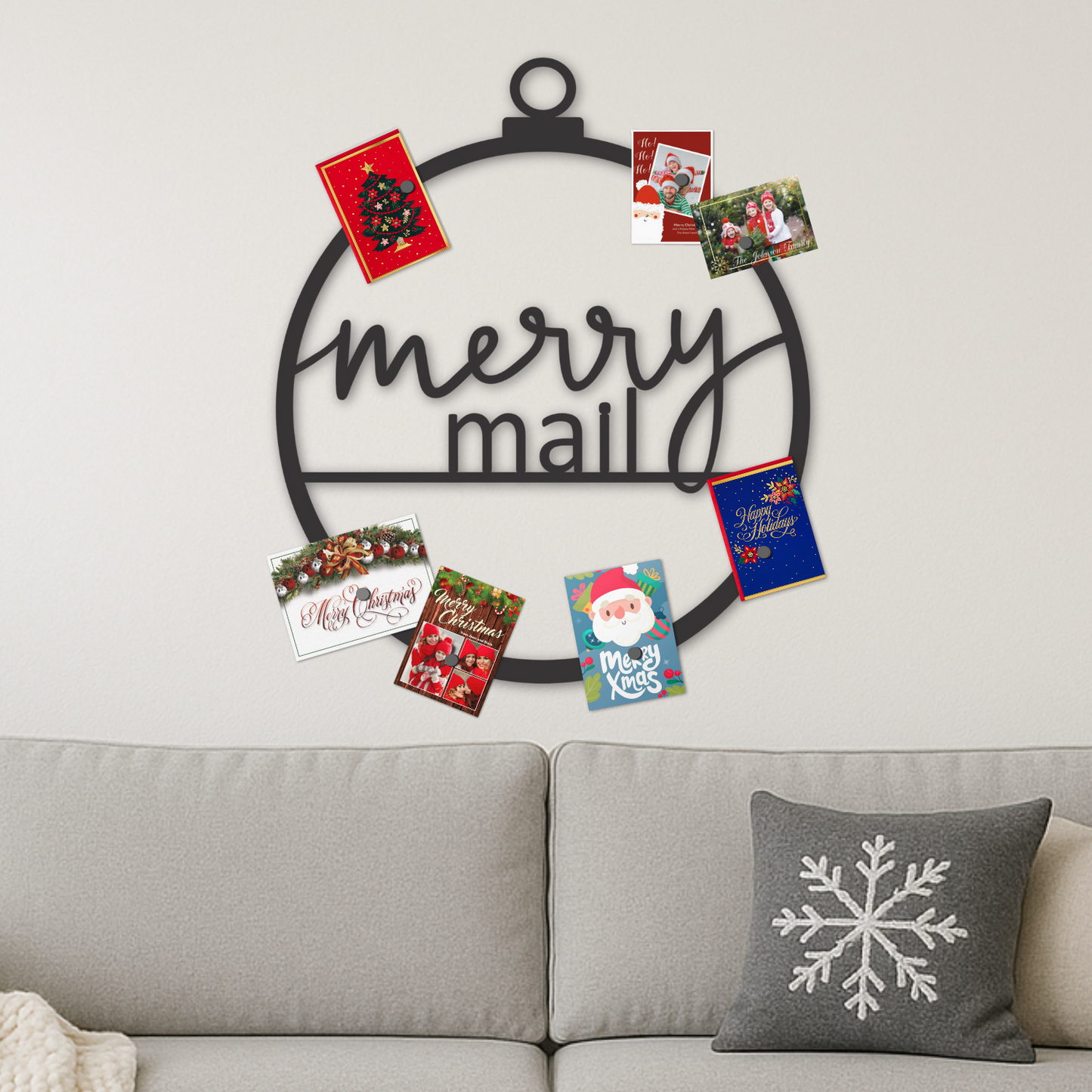 Custom Metal Merry Mail Wall Art | Indoor Outdoor | Up to 46" | 20+ Color Options