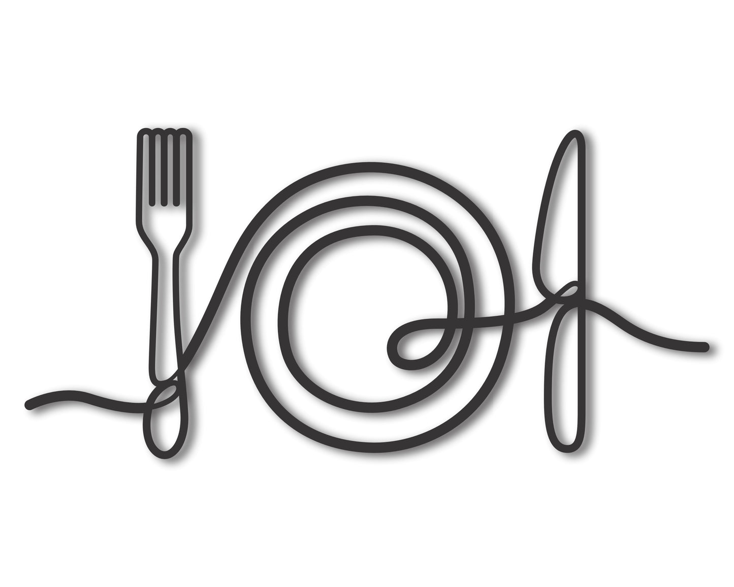 Custom Metal Minimal Table Setting Wall Art | Indoor Outdoor | Up to 46" | 20+ Color Options