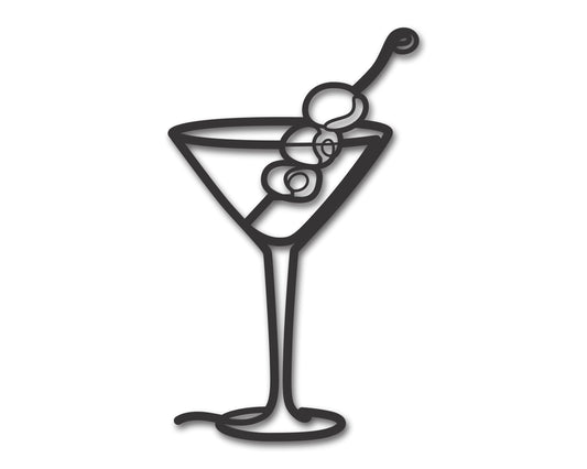 Custom Metal Minimal Dirty Martini Wall Art | Indoor Outdoor | Up to 46" | 20+ Color Options