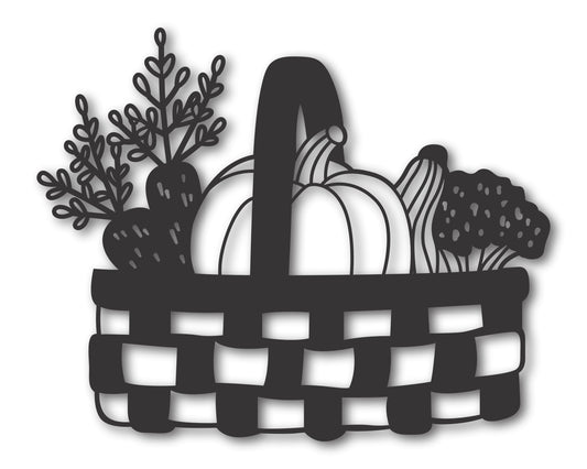 Custom Metal Vegetable Basket Wall Art | Indoor Outdoor | Up to 46" | 20+ Color Options