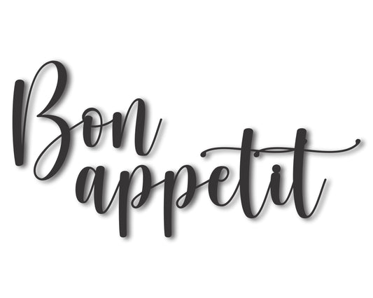Custom Metal 2pc Bon Appetit Script Wall Art | Indoor Outdoor | Up to 46" | 20+ Color Options