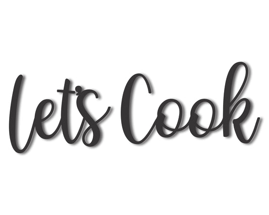 Custom Metal 2pc Let's Cook Script Wall Art | Indoor Outdoor | Up to 46" | 20+ Color Options