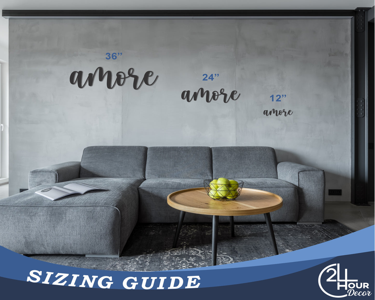 Custom Metal Amore Script Wall Art | Indoor Outdoor | Up to 46" | 20+ Color Options