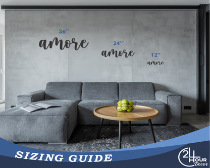 Custom Metal Amore Script Wall Art | Indoor Outdoor | Up to 46" | 20+ Color Options