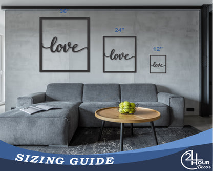 Custom Metal Love Frame Wall Art | Indoor Outdoor | Up to 46" | 20+ Color Options