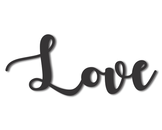 Custom Metal Love Script Wall Art | Indoor Outdoor | Up to 46" | 20+ Color Options
