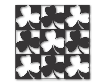 Custom Metal Checkered Shamrocks Wall Art | Indoor Outdoor | Up to 46" | 20+ Color Options