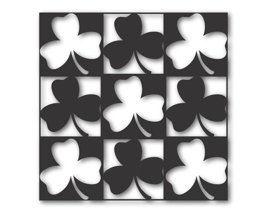 Custom Metal Checkered Shamrocks Wall Art | Indoor Outdoor | Up to 46" | 20+ Color Options