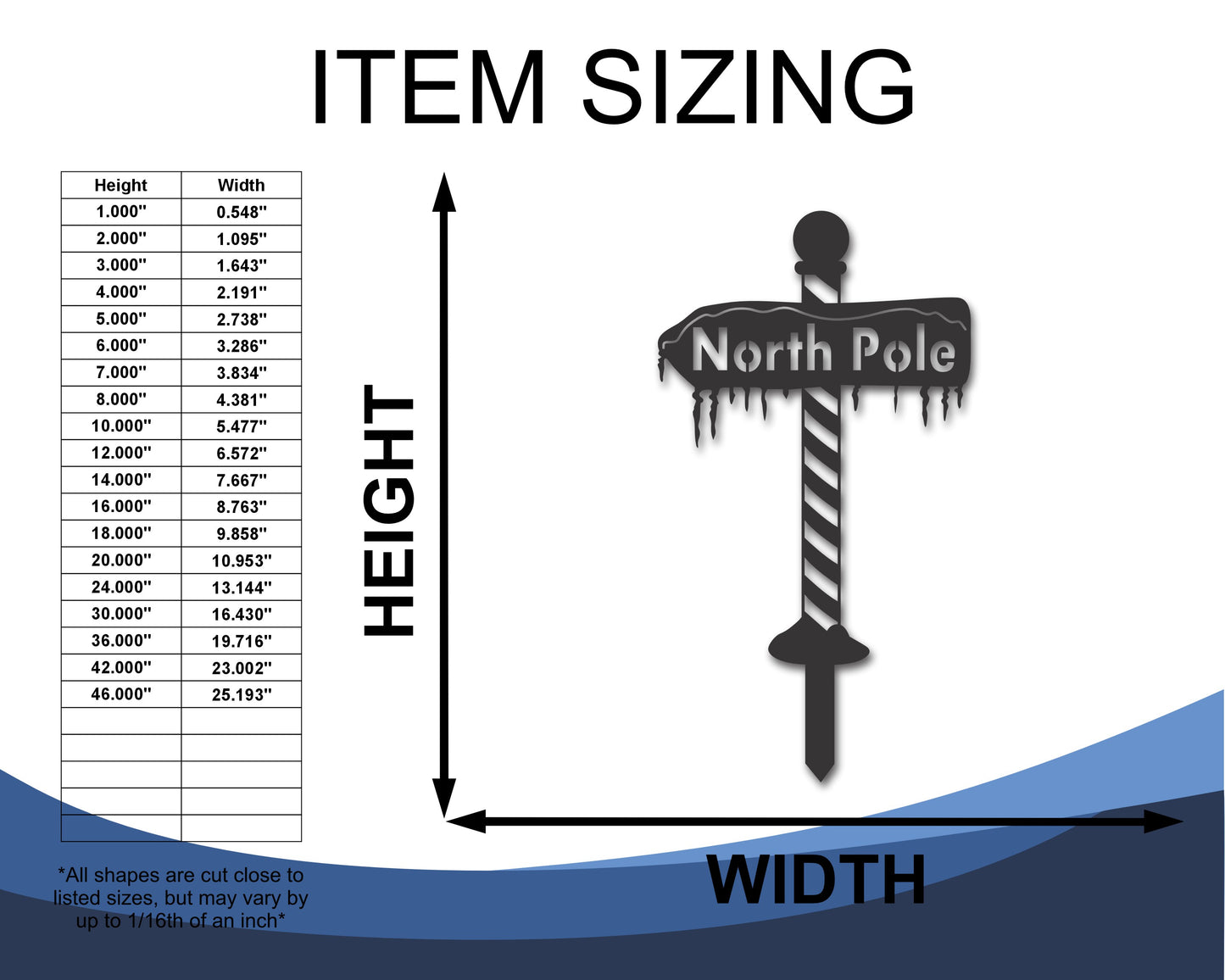 Custom Metal North Pole Yard Stake | Outdoor | Up to 46" | 20+ Color Options