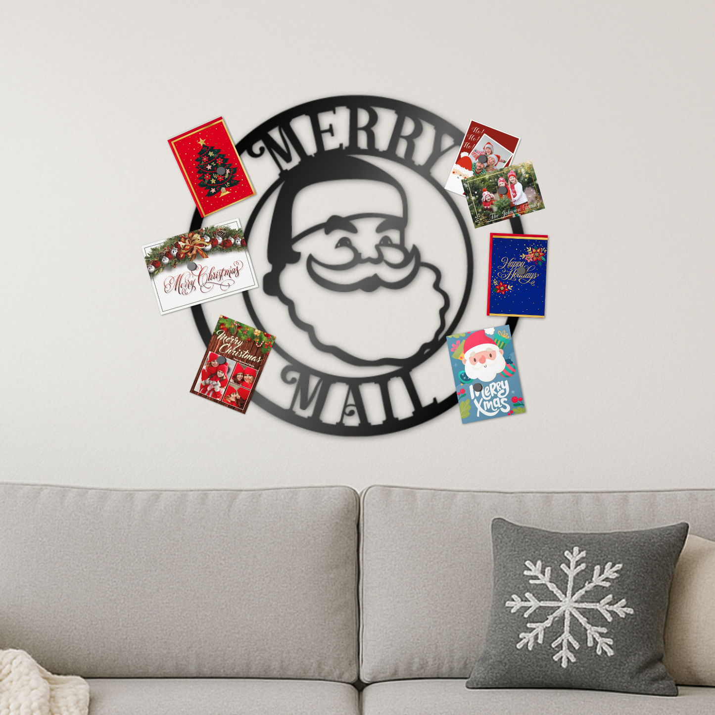 Custom Metal Santa Merry Mail Wall Art | Indoor Outdoor | Up to 46" | 20+ Color Options