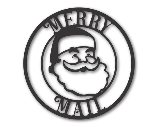 Custom Metal Santa Merry Mail Wall Art | Indoor Outdoor | Up to 46" | 20+ Color Options