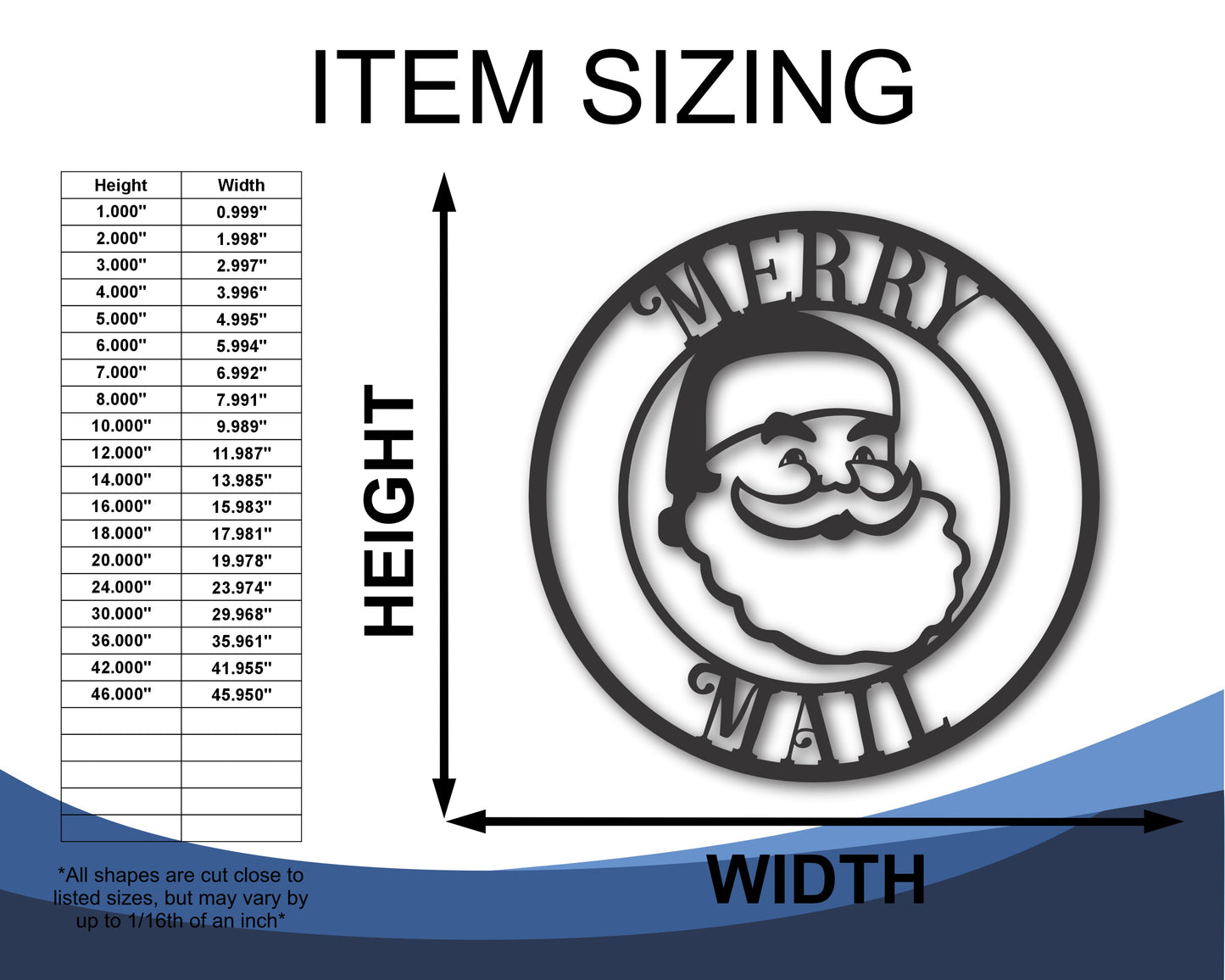 Custom Metal Santa Merry Mail Wall Art | Indoor Outdoor | Up to 46" | 20+ Color Options