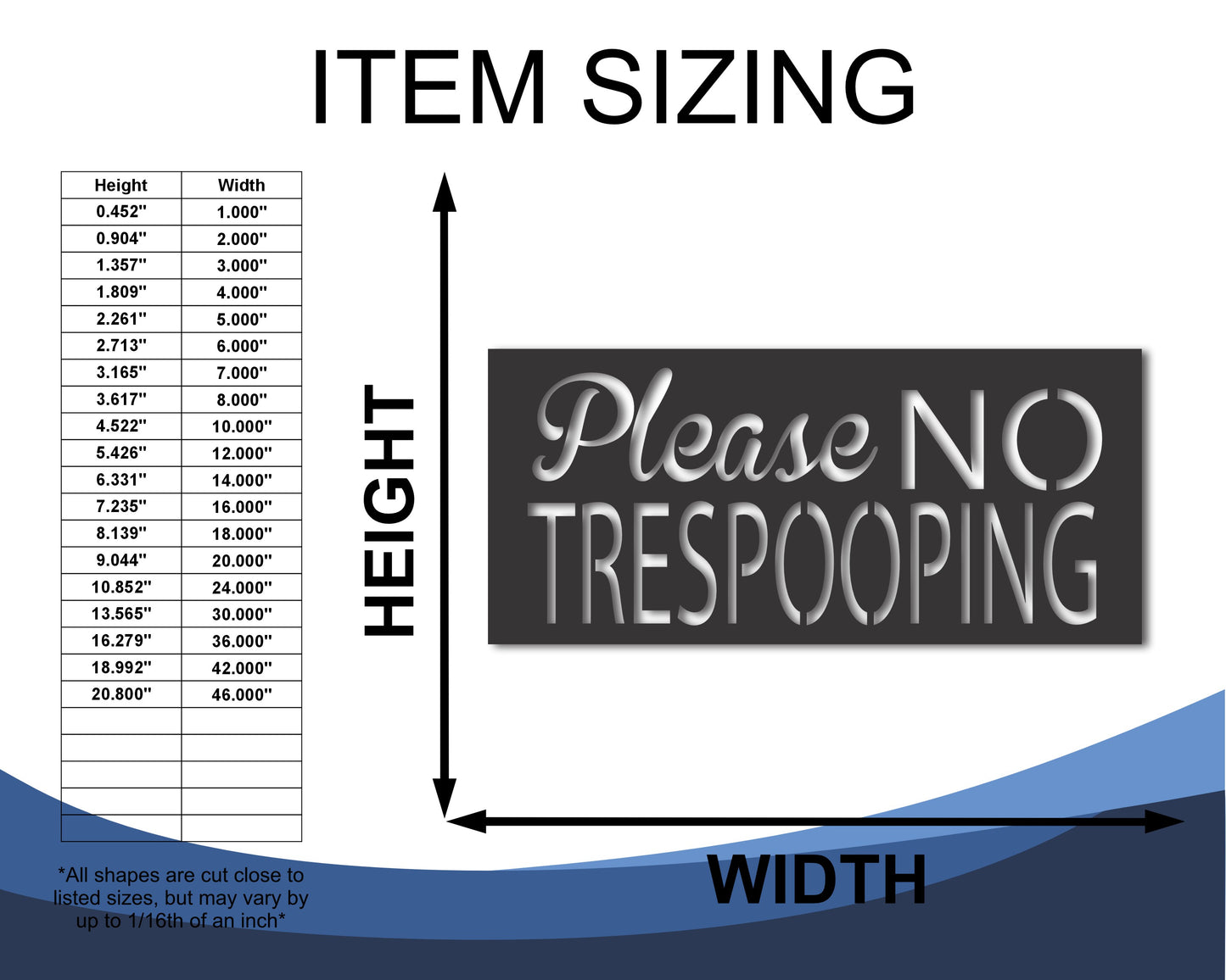 Custom Metal Please No Trespooping Sign | Indoor Outdoor | Up to 46" | 20+ Color Options