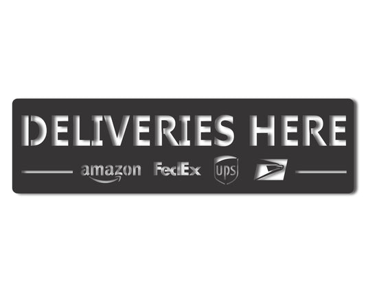 Custom Metal Deliveries Here Sign | Indoor Outdoor | Up to 46" | 20+ Color Options