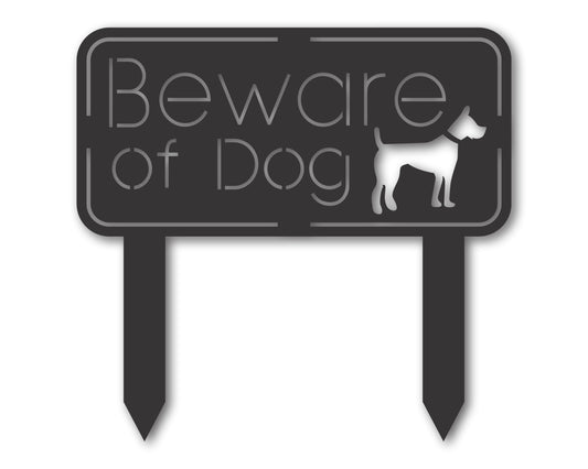 Custom Metal Beware of Dog Yard Stake | Outdoor | Up to 46" | 20+ Color Options