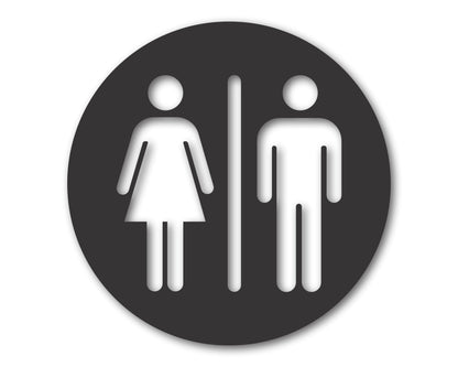 Custom Metal Circle Restroom Sign | Indoor Outdoor | Up to 46" | 20+ Color Options