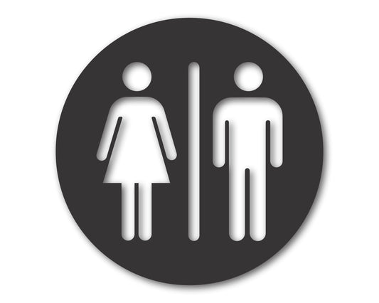 Custom Metal Circle Restroom Sign | Indoor Outdoor | Up to 46" | 20+ Color Options
