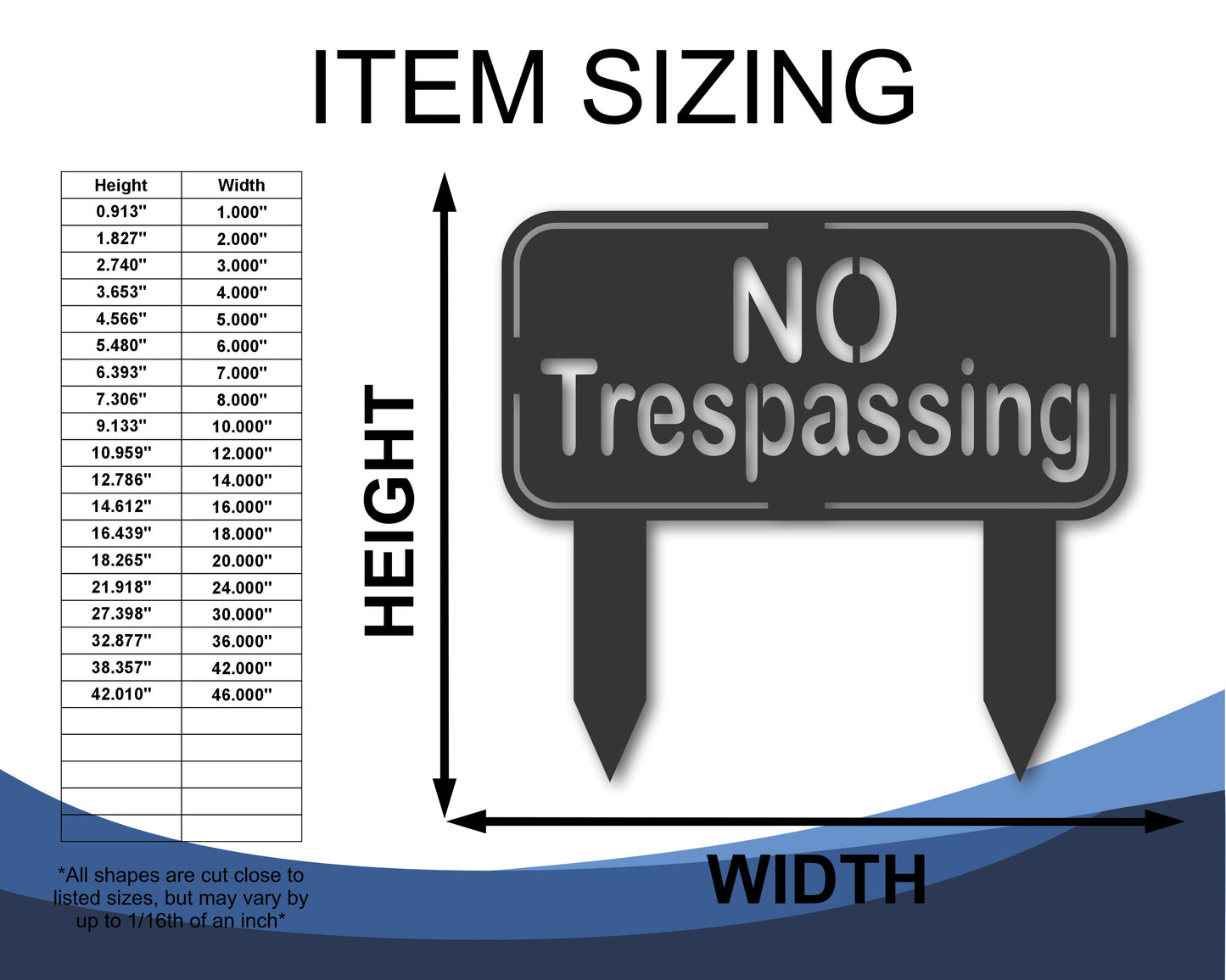 Custom Metal No Trespassing Yard Stake | Outdoor | Up to 46" | 20+ Color Options