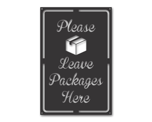 Custom Metal Please Leave Packages Here Sign | Outdoor | Up to 46" | 20+ Color Options