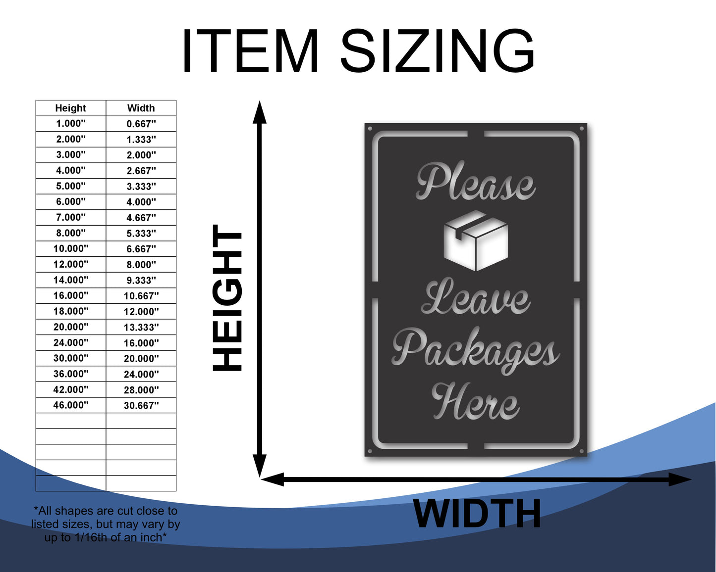 Custom Metal Please Leave Packages Here Sign | Outdoor | Up to 46" | 20+ Color Options
