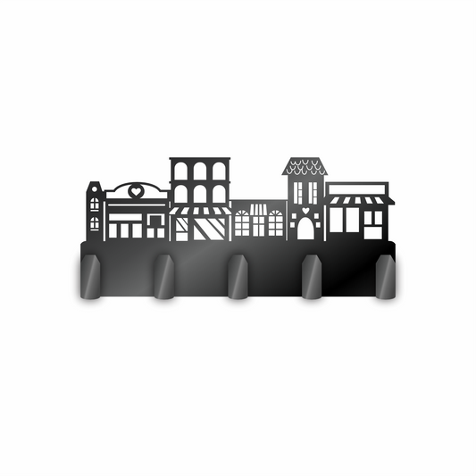 Custom Metal Cute Town Sign with Hooks | 4 Size Options | Up to 30" | 20+ Color Options