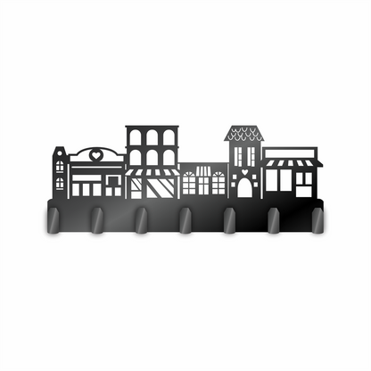 Custom Metal Cute Town Sign with Hooks | 4 Size Options | Up to 30" | 20+ Color Options