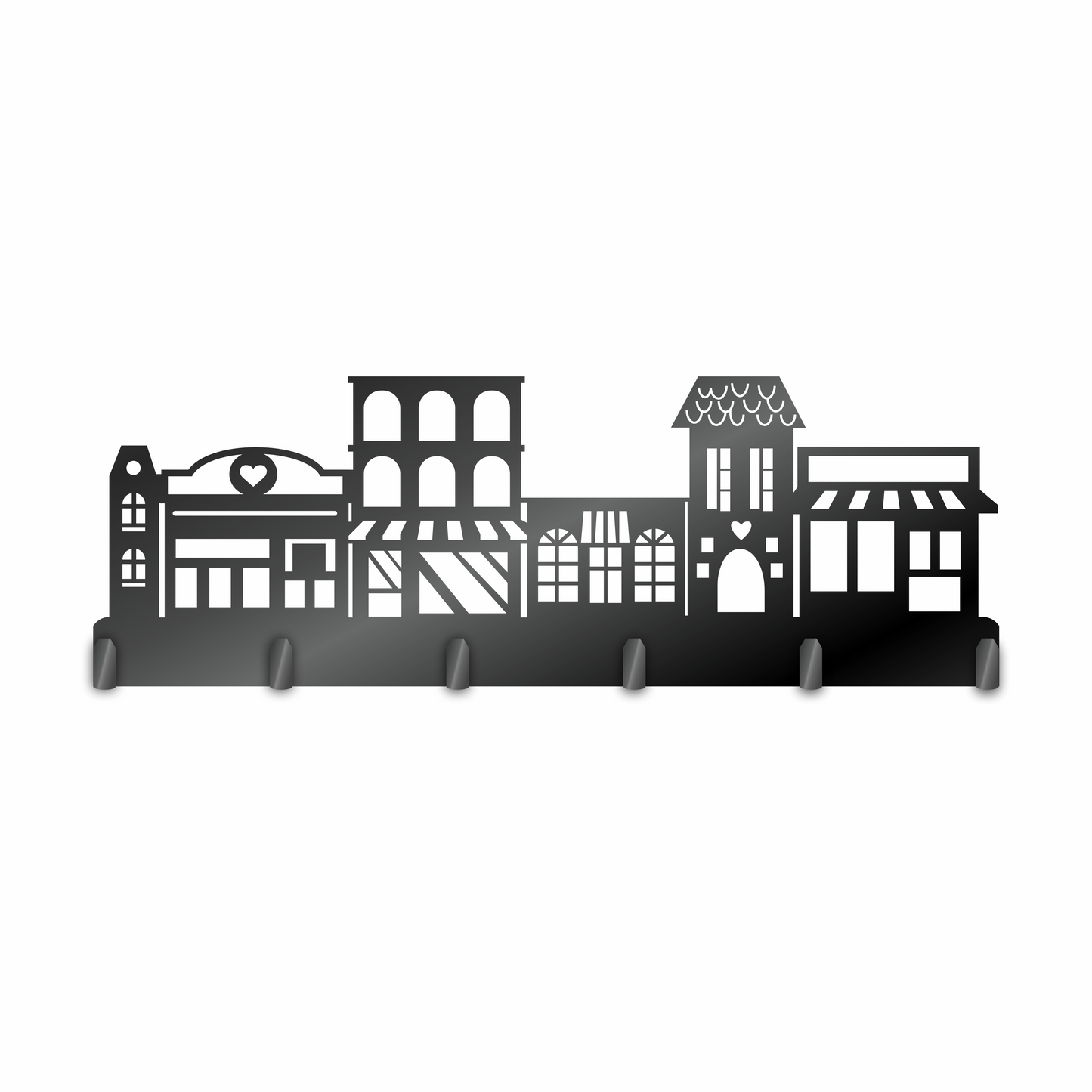 Custom Metal Cute Town Sign with Hooks | 4 Size Options | Up to 30" | 20+ Color Options