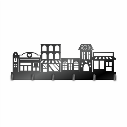 Custom Metal Cute Town Sign with Hooks | 4 Size Options | Up to 30" | 20+ Color Options