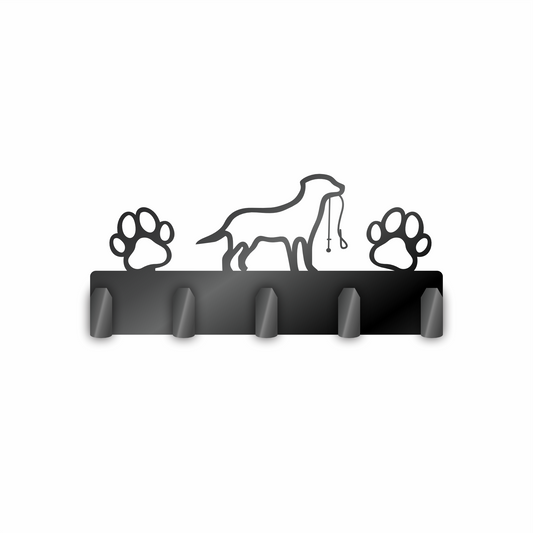Custom Metal Dog Leash Sign with Hooks | 4 Size Options | Up to 30" | 20+ Color Options
