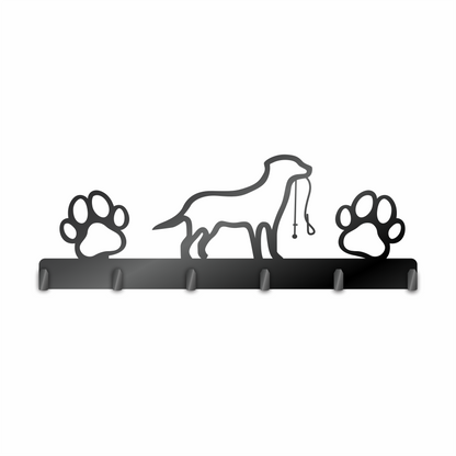 Custom Metal Dog Leash Sign with Hooks | 4 Size Options | Up to 30" | 20+ Color Options