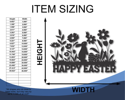 Custom Metal Floral Happy Easter Wall Art | Indoor Outdoor | Up to 46" | 20+ Color Options