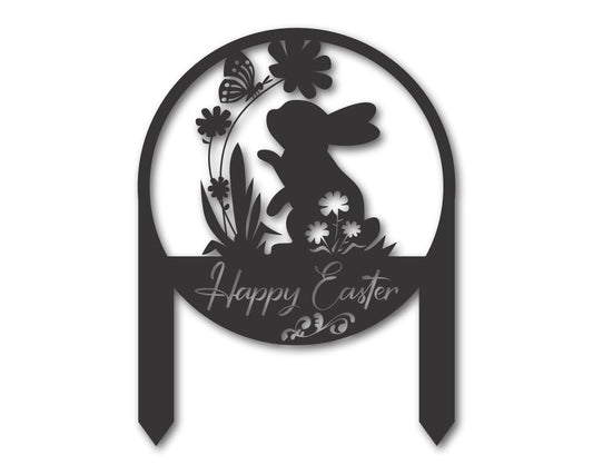 Custom Metal Happy Easter Yard Stake Sign | Indoor Outdoor | Up to 46" | 20+ Color Options