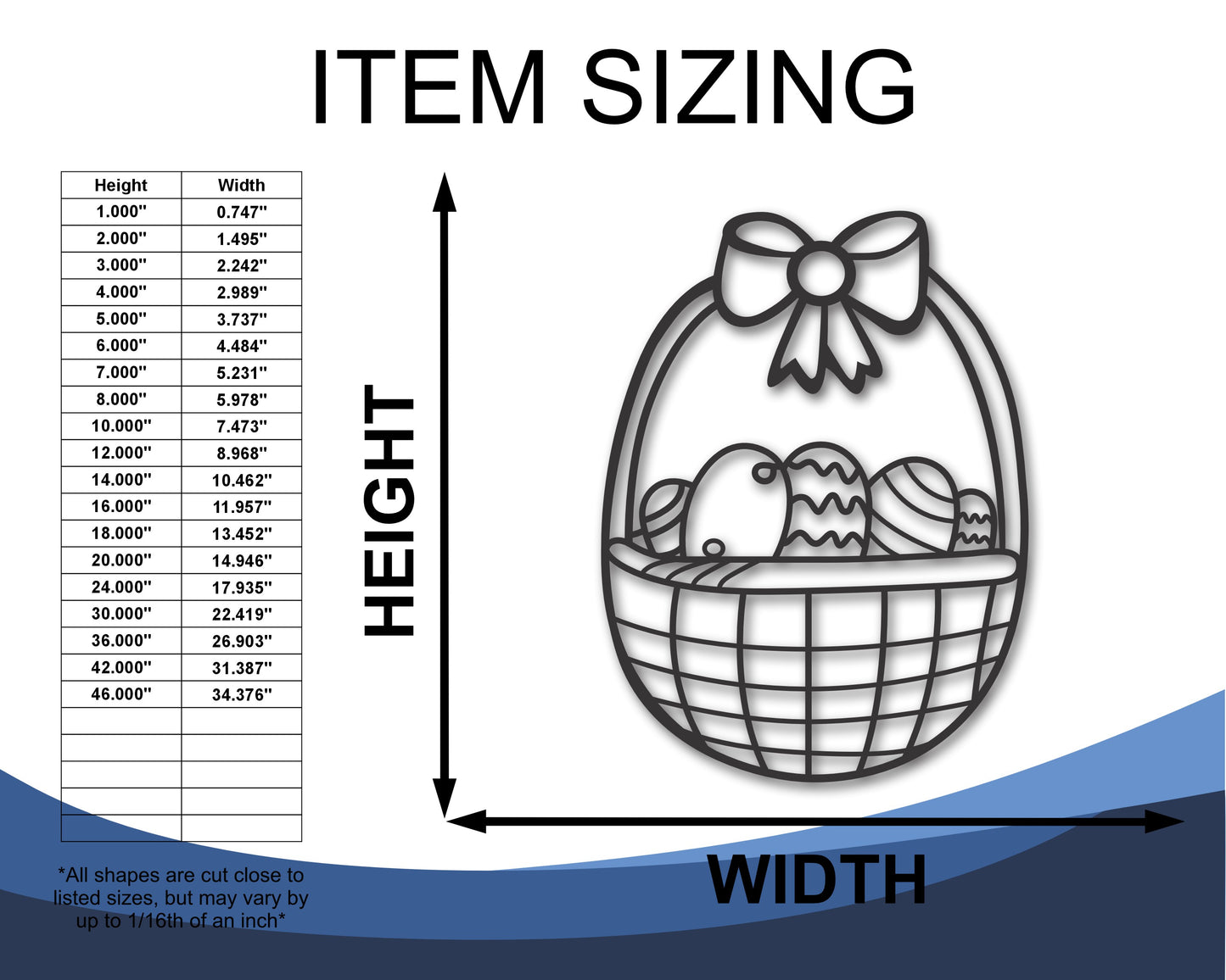 Custom Metal Minimal Easter Basket Wall Art | Indoor Outdoor | Up to 46" | 20+ Color Options