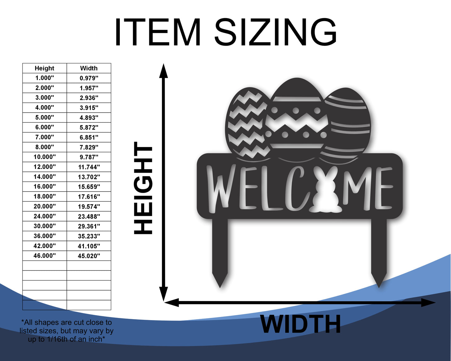 Custom Metal Welcome Easter Bunny Yard Stake Sign | Indoor Outdoor | Up to 46" | 20+ Color Options