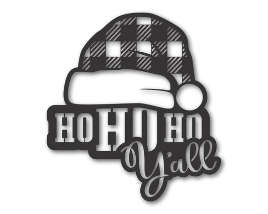 Custom Metal Ho Ho Ho Y'all Wall Art | Indoor Outdoor | Up to 46" | 20+ Color Options