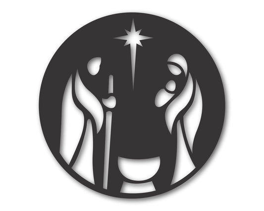Custom Metal Simple Nativity Scene Wall Art | Indoor Outdoor | Up to 46" | 20+ Color Options