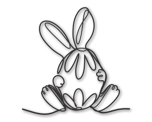 Custom Metal Minimal Easter Bunny Wall Art | Indoor Outdoor | Up to 46" | 20+ Color Options