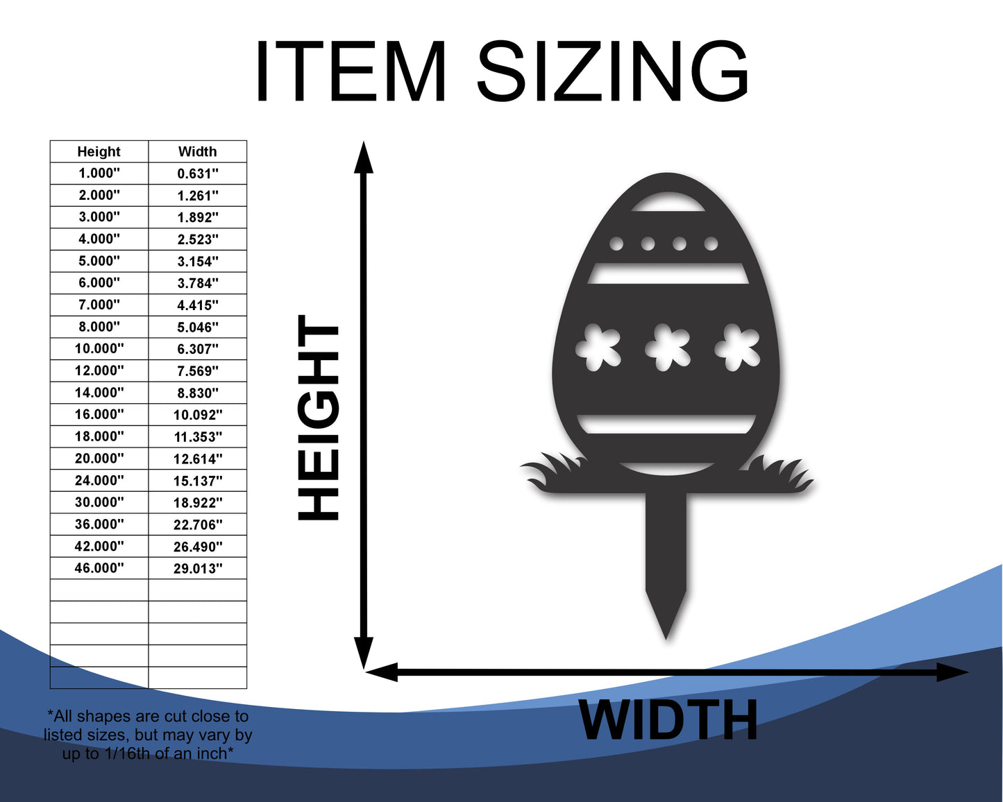 Custom Metal Easter Egg Yard Stake Sign | Indoor Outdoor | Up to 46" | 20+ Color Options
