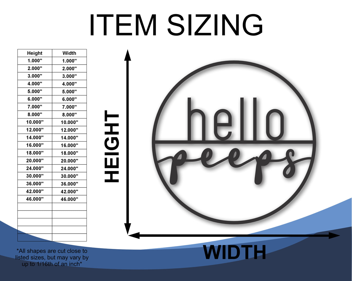 Custom Metal Hello Peeps Wall Art | Indoor Outdoor | Up to 46" | 20+ Color Options