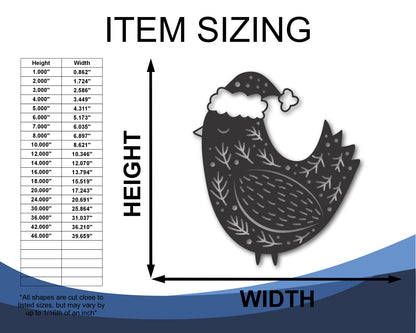 Custom Metal Christmas Bird Wall Art | Indoor Outdoor | Up to 46" | 20+ Color Options