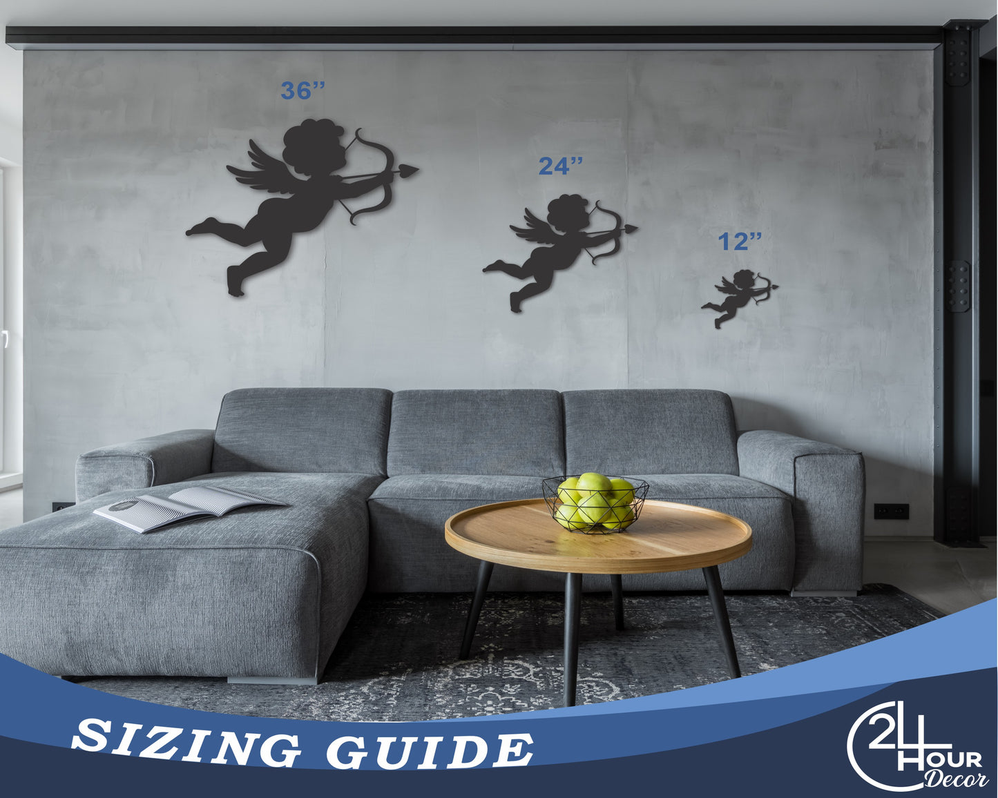 Custom Metal Cupid with Arrow Wall Art | Indoor Outdoor | Up to 46" | 20+ Color Options