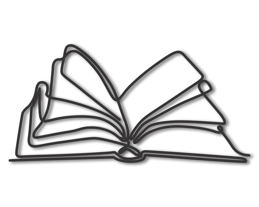 Custom Metal Minimal Book Wall Art | Indoor Outdoor | Up to 46" | 20+ Color Options